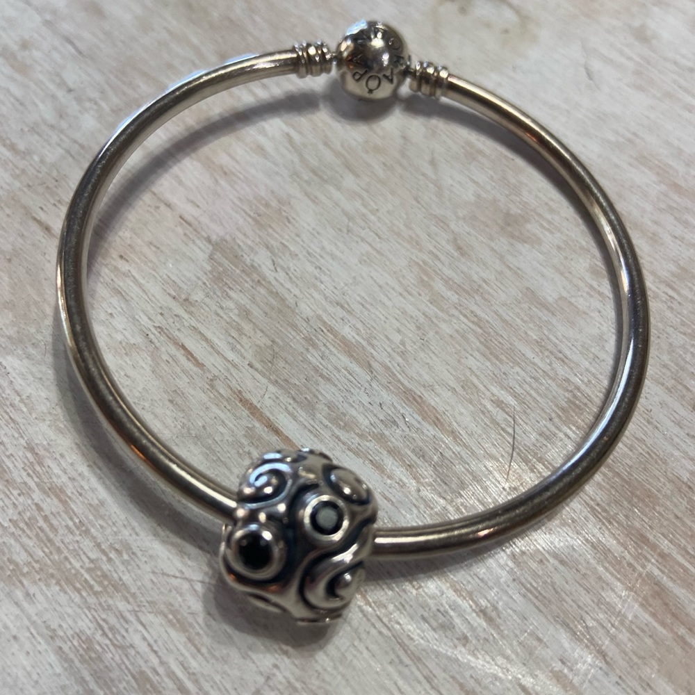 Pandora Bangle With Large Pandora Charm - image 1